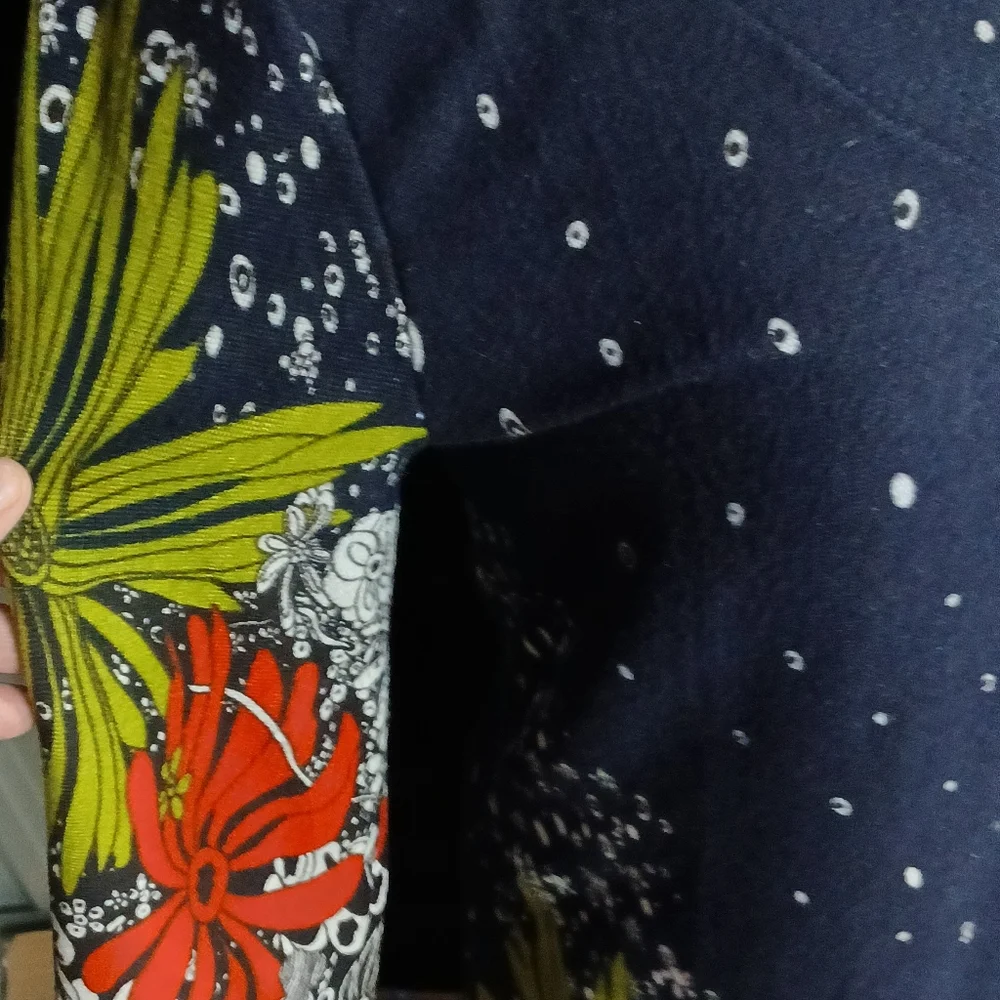 Floral Print Women's A Line Navy Midi Dress Sz Med Large - Picture 4 of 7